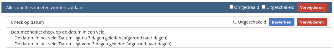 Voorbeeld van een selectie op basis van een
datum