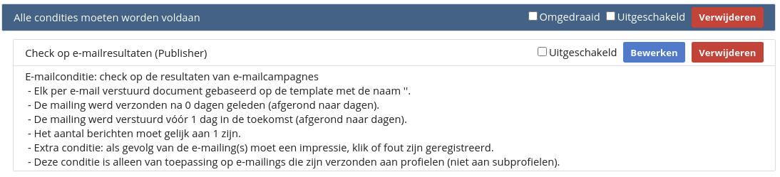 Voorbeeld van een selectie op basis van een
e-mailresultaat